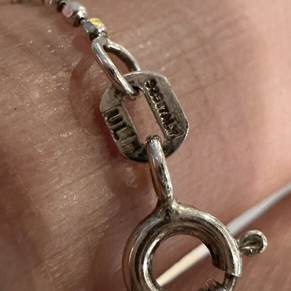 VTG Pendant Necklace 18" Baroque‎ Pearl Sterling Silver Green Peridot Red Garnet - Picture 5 of 9